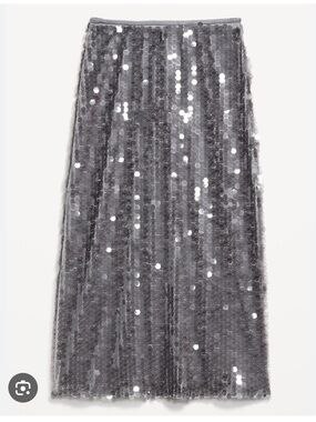 Old Navy Silver Sequin Midi Skirt